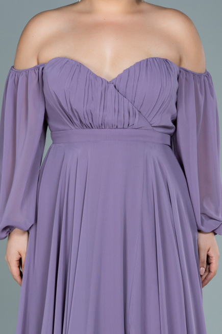 Robe de Soirée Grande Taille Longue Mousseline Lavande ABU2597
