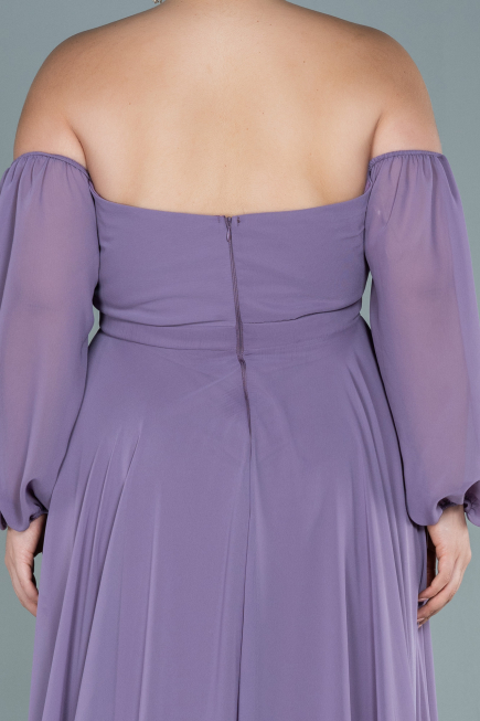 Robe de Soirée Grande Taille Longue Mousseline Lavande ABU2597