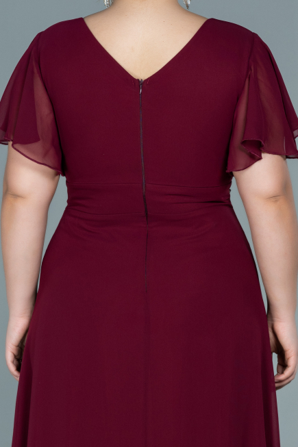 Robe De Soirée Grande Taille Mousseline Longue Prune ABU2308