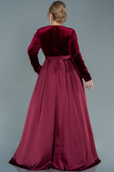 Robe De Soirée Grande Taille Longue Rouge Bordeaux ABU2615