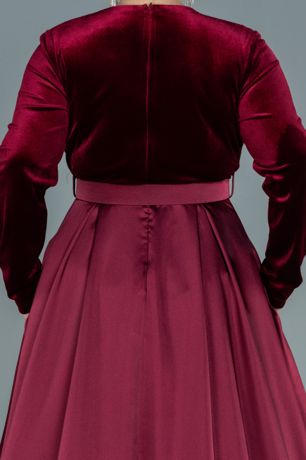 Robe De Soirée Grande Taille Longue Rouge Bordeaux ABU2615