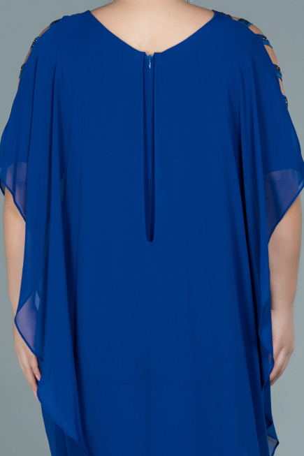 Robe De Soirée Grande Taille Mousseline Bleu Saxe ABT080