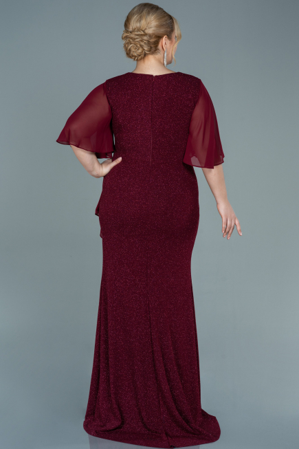 Robe de Soirée Grande Taille Longue Rouge Bordeaux ABU2651