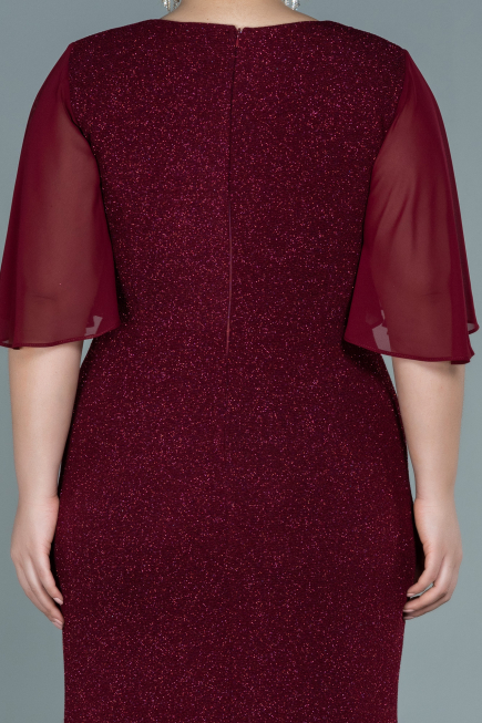 Robe de Soirée Grande Taille Longue Rouge Bordeaux ABU2651
