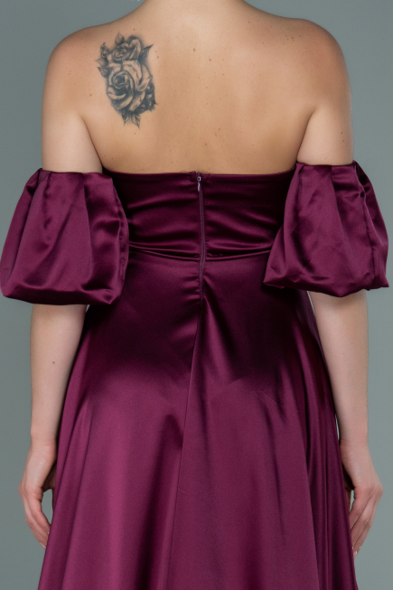 Robe de Soirée Longue Satin Couleur Cerise ABU2614
