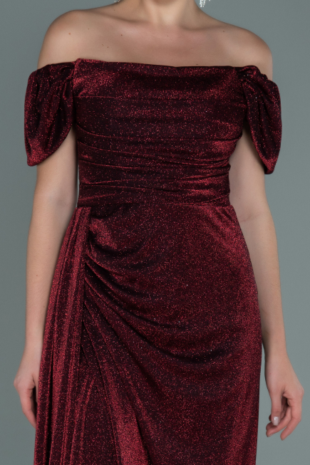 Robe de Soirée Longue Rouge Bordeaux ABU2657