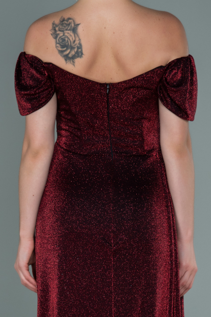 Robe de Soirée Longue Rouge Bordeaux ABU2657