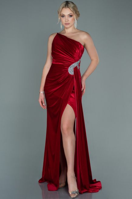 Robe de Soirée Longue Velours Rouge ABU2626