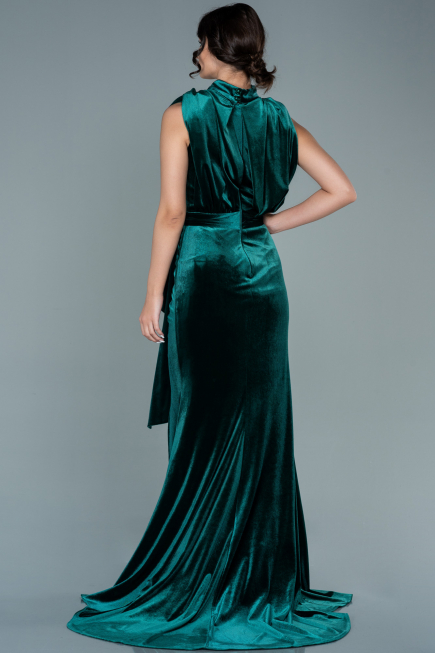 Robe de Soirée Longue Velours Émeraude ABU2668