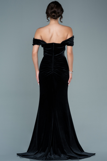 Robe de Soirée Longue Velours Noir ABU2672