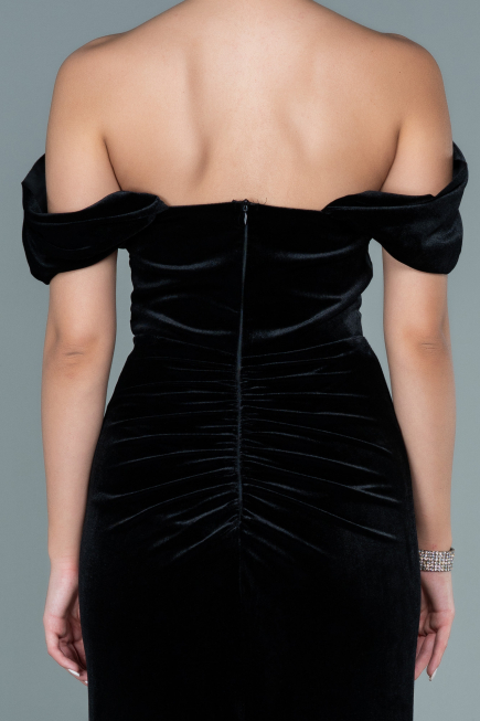 Robe de Soirée Longue Velours Noir ABU2672
