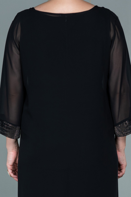 Robe de Soirée Longue Mousseline Noir ABT083