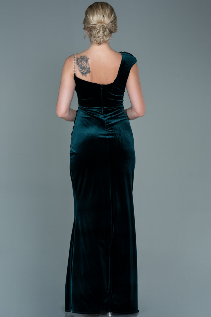 Robe de Soirée Longue Velours Émeraude ABU2687