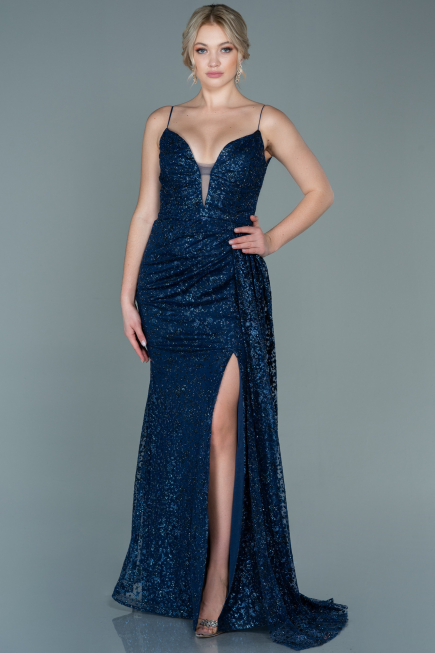 Robe de Soirée Longue Bleu Marine ABU2587