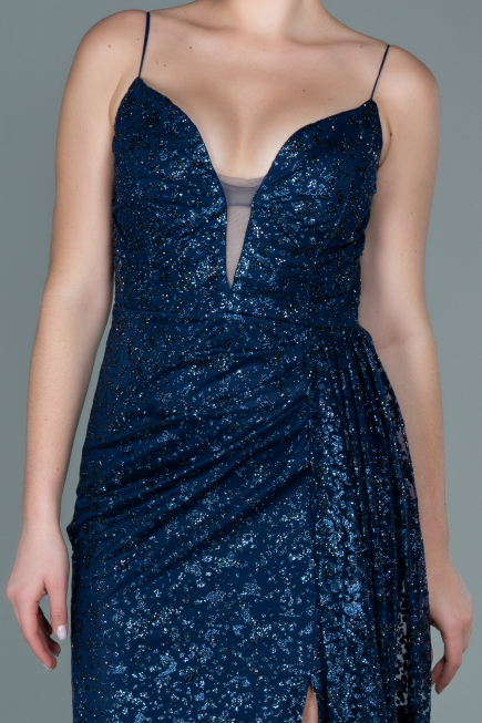Robe de Soirée Longue Bleu Marine ABU2587