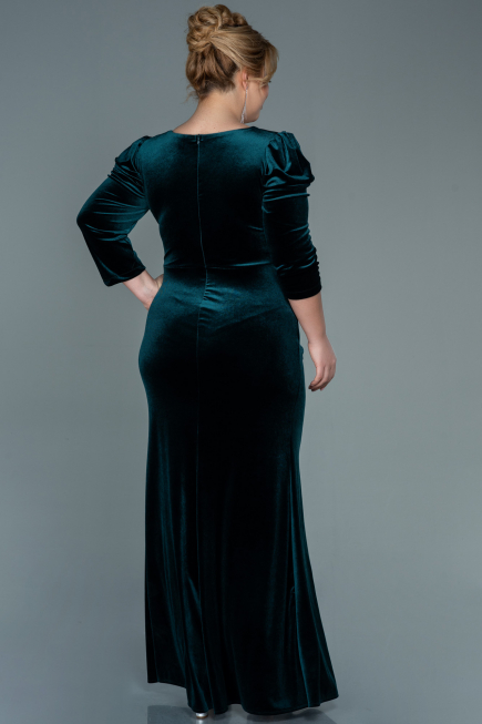 Robe de Soirée Grande Taille Longue Velours Émeraude ABU2697