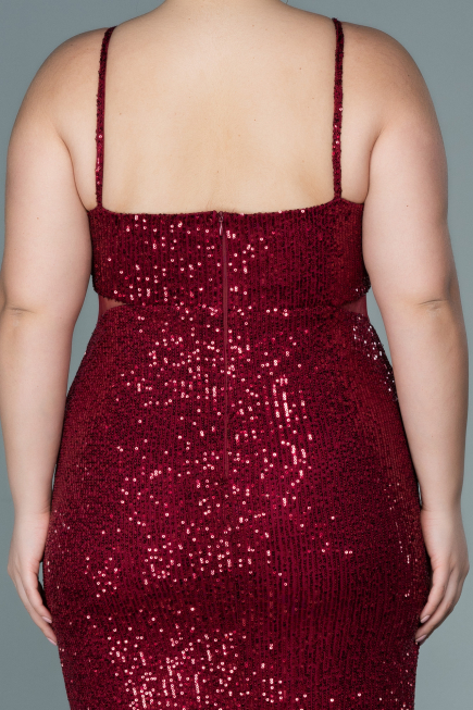 Robe de Soirée Grande Taille Courte Rouge Bordeaux ABK1539