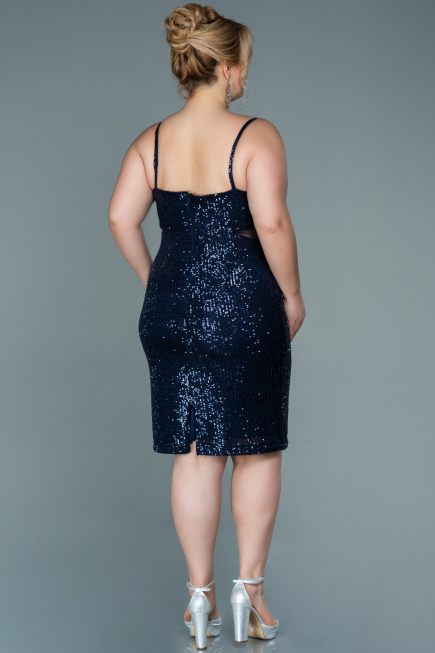 Robe de Soirée Grande Taille Courte Bleu Marine ABK1539