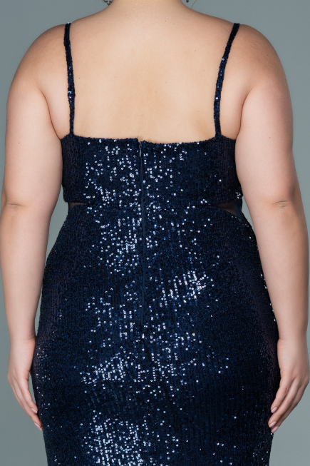 Robe de Soirée Grande Taille Courte Bleu Marine ABK1539