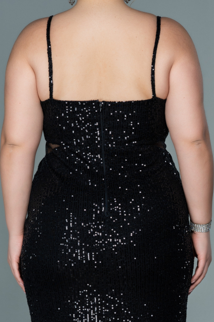 Robe de Soirée Grande Taille Courte Noir ABK1539