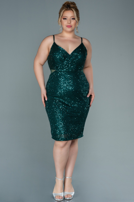 Robe de Soirée Grande Taille Courte Émeraude ABK1539
