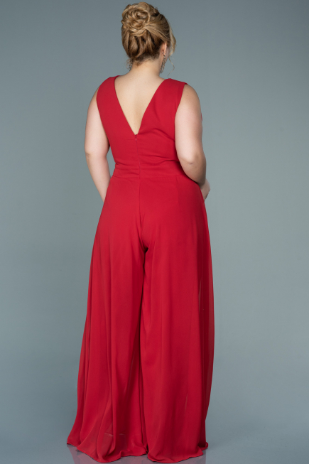 Robe de Soirée Grande Taille Mousseline Rouge ABT082