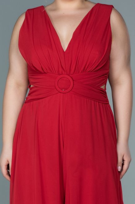 Robe de Soirée Grande Taille Mousseline Rouge ABT082