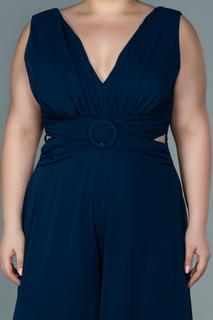 Robe de Soirée Grande Taille Mousseline Bleu Marine ABT082