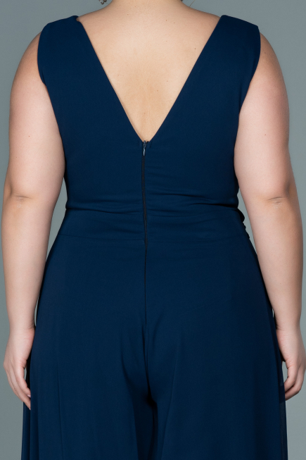 Robe de Soirée Grande Taille Mousseline Bleu Marine ABT082