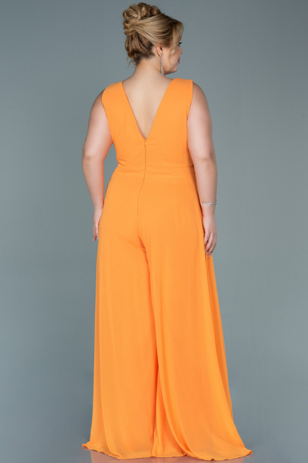 Robe de Soirée Grande Taille Mousseline Orange ABT082