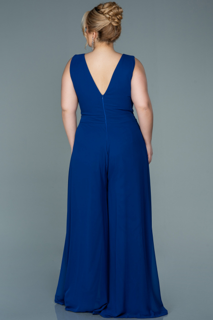 Robe de Soirée Grande Taille Mousseline Bleu Saxe ABT082