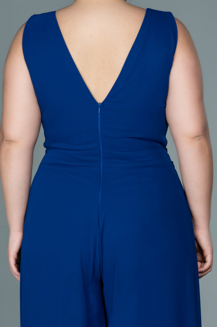 Robe de Soirée Grande Taille Mousseline Bleu Saxe ABT082