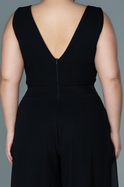 Robe de Soirée Grande Taille Mousseline Noir ABT082