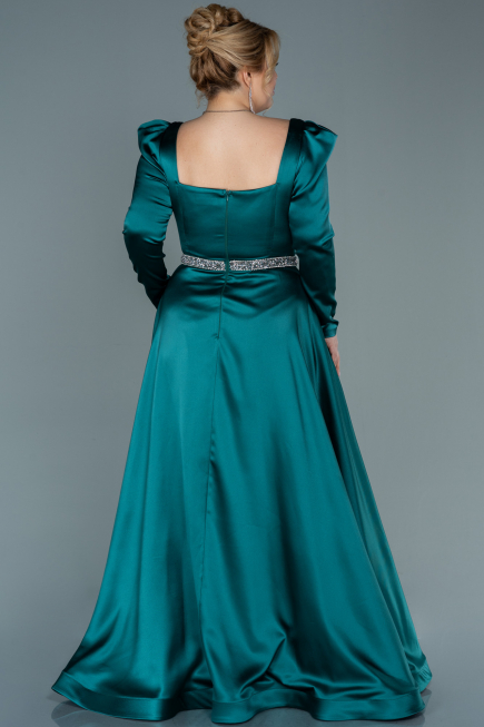 Robe de Soirée Grande Taille Longue Satin Émeraude ABU2684