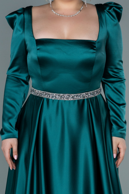 Robe de Soirée Grande Taille Longue Satin Émeraude ABU2684