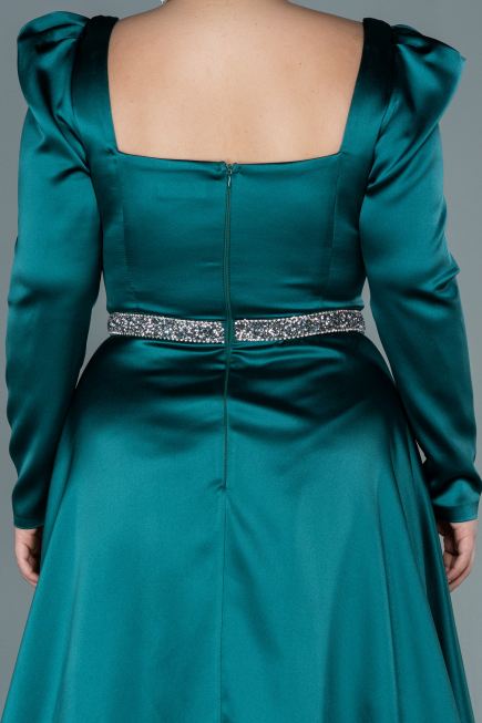 Robe de Soirée Grande Taille Longue Satin Émeraude ABU2684
