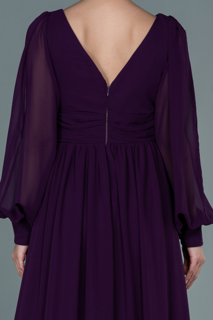 Robe De Soirée Mousseline Longue Violet ABU1702