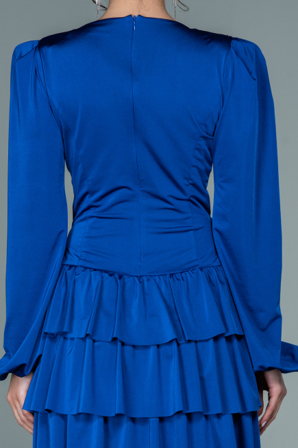 Robe de Cérémonie Courte Satin Bleu Saxe ABK1561