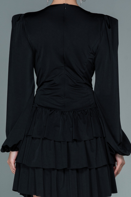 Robe de Cérémonie Courte Satin Noir ABK1561