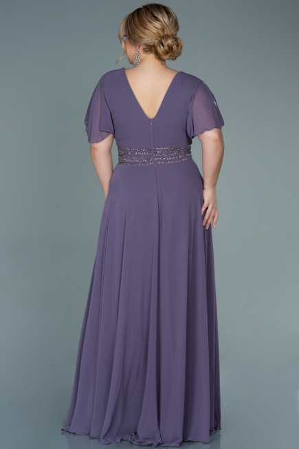 Robe de Soirée Grande Taille Longue Mousseline Lavande ABU2755