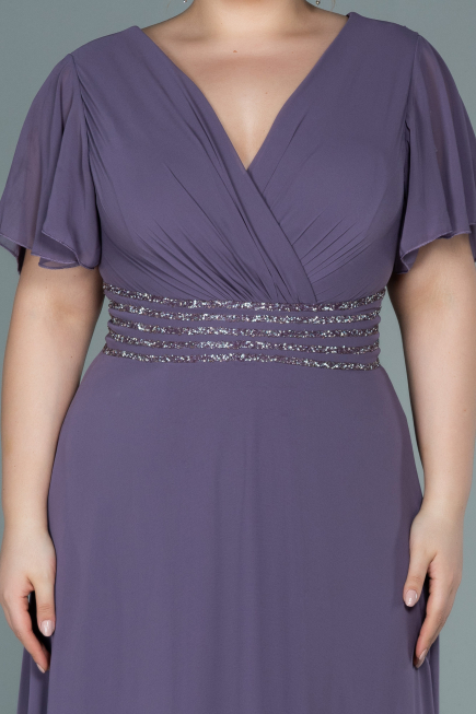 Robe de Soirée Grande Taille Longue Mousseline Lavande ABU2755