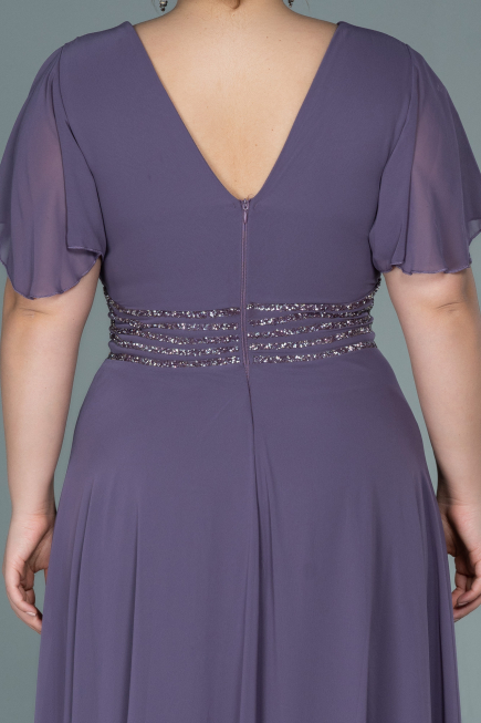 Robe de Soirée Grande Taille Longue Mousseline Lavande ABU2755