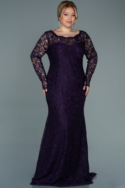 Robe Grande Taille Lacé Longue Violet ABU1574