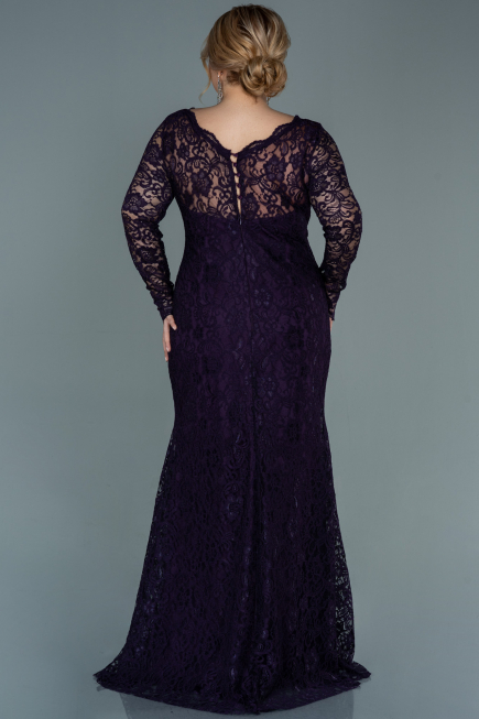 Robe Grande Taille Lacé Longue Violet ABU1574