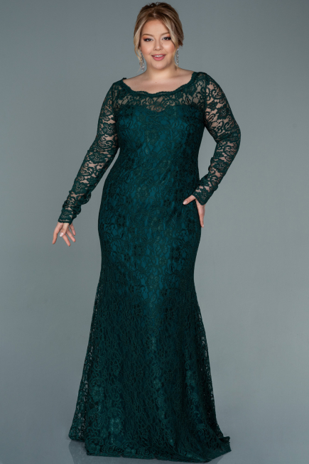 Robe Grande Taille Lacé Longue Émeraude ABU1574