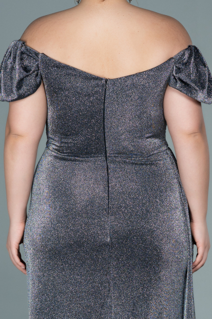 Robe de Soirée Grande Taille Longue Anthracite ABU2658