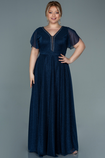 Robe De Soirée Grande Taille Longue Bleu Marine ABU2310