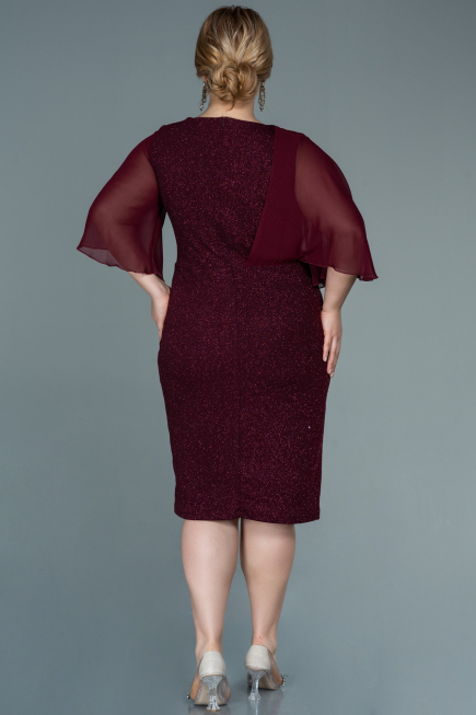 Robe de Soirée Grande Taille Midi Rouge Bordeaux ABK1567
