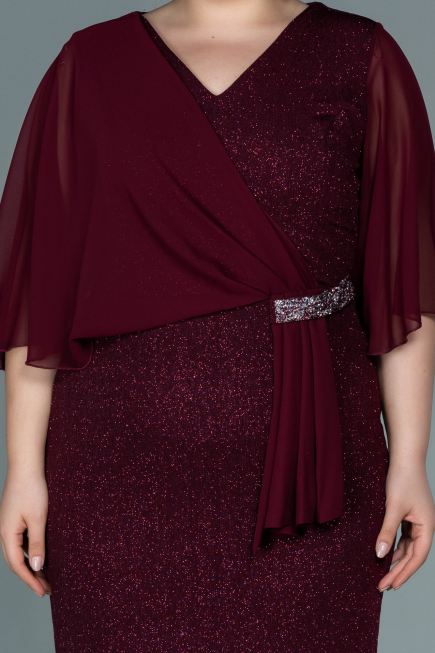 Robe de Soirée Grande Taille Midi Rouge Bordeaux ABK1567