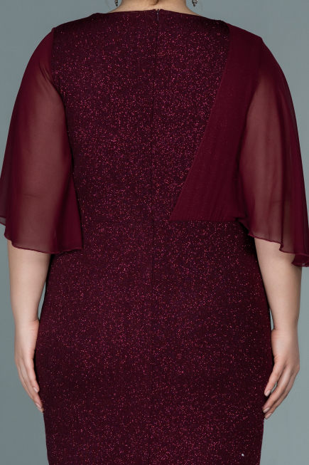 Robe de Soirée Grande Taille Midi Rouge Bordeaux ABK1567